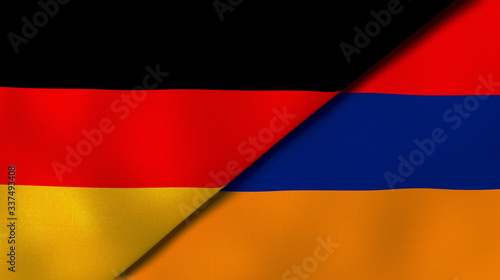 The flags of Germany and Armenia. News  reportage  business background. 3d illustration