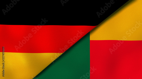 The flags of Germany and Benin. News  reportage  business background. 3d illustration