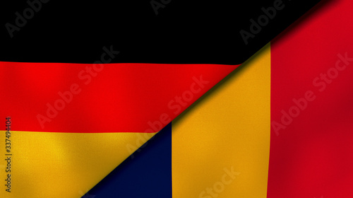 The flags of Germany and Chad. News  reportage  business background. 3d illustration
