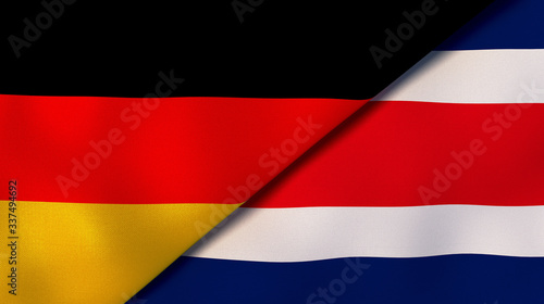 The flags of Germany and Costa Rica. News  reportage  business background. 3d illustration
