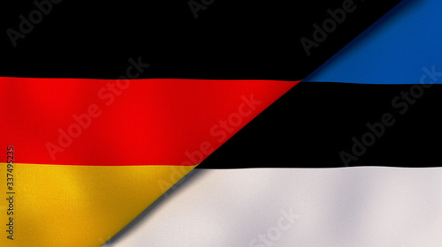 The flags of Germany and Estonia. News  reportage  business background. 3d illustration