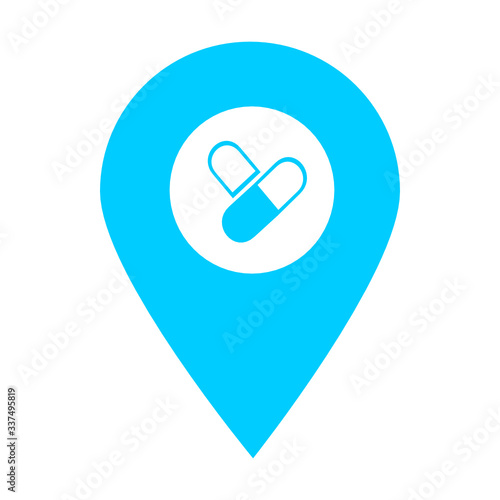 Medicine location map pin icon. Element of map point for mobile concept and web apps. Icon for website design and development, app development. Premium hospital, clinic, pharmacy icon sign