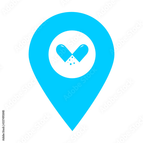 Medicine location map pin icon. Element of map point for mobile concept and web apps. Icon for website design and development, app development. Premium hospital, clinic, pharmacy icon sign