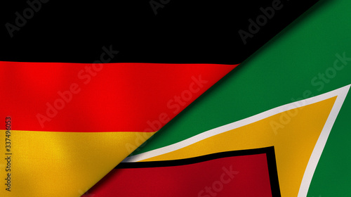 The flags of Germany and Guyana. News  reportage  business background. 3d illustration