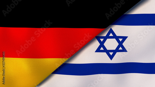 The flags of Germany and Israel. News, reportage, business background. 3d illustration