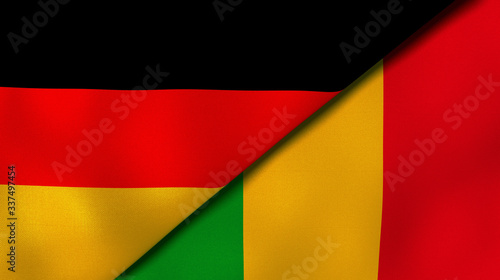 The flags of Germany and Mali. News  reportage  business background. 3d illustration