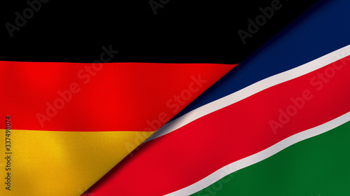 The flags of Germany and Namibia. News  reportage  business background. 3d illustration