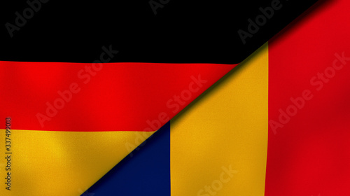 The flags of Germany and Romania. News  reportage  business background. 3d illustration
