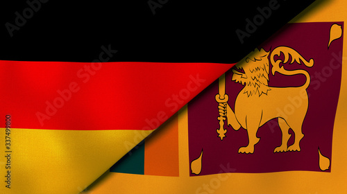 The flags of Germany and Sri Lanka. News  reportage  business background. 3d illustration