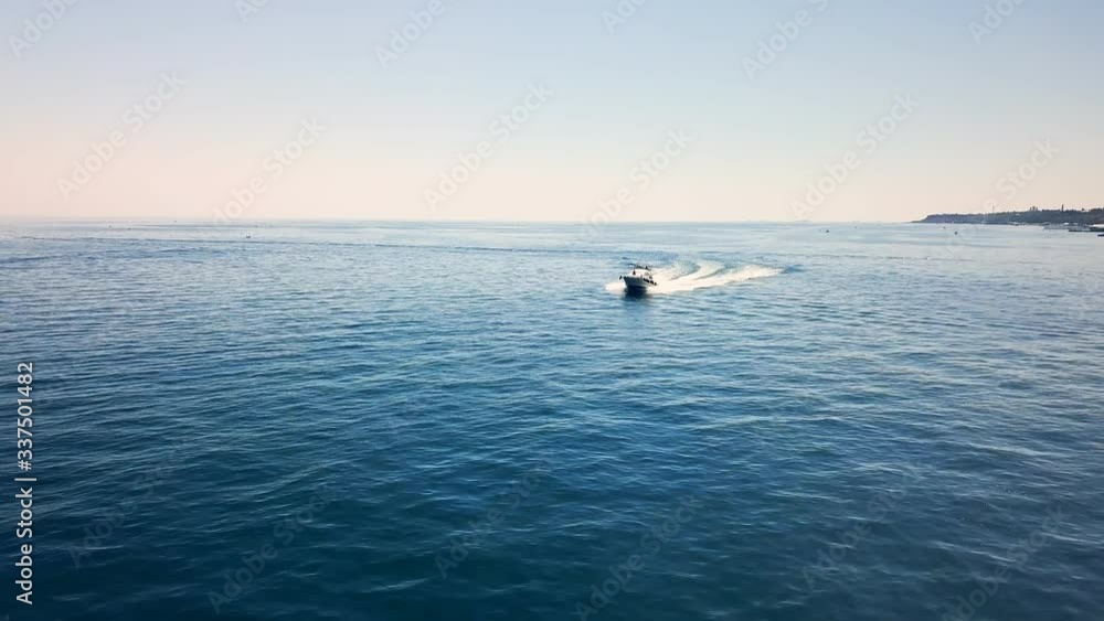 Luxury motor yacht moves on sea Luxury motor yacht moves on sea