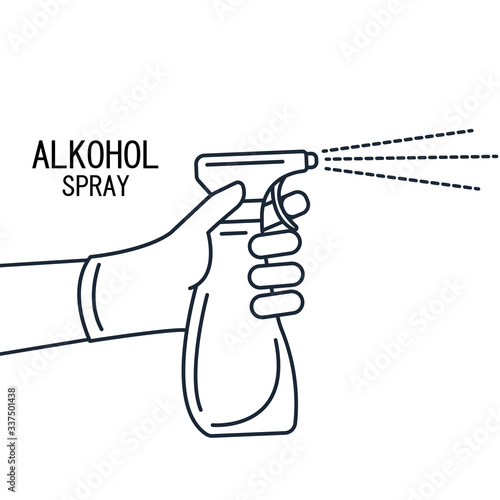 Anti-Bacterial Sanitizer Spray. Spray bottle icon. Alcohol spray. Household Chemicals. Infection control concept, Coronavirus, 2019-nCoV, flu, virus. Flat vector