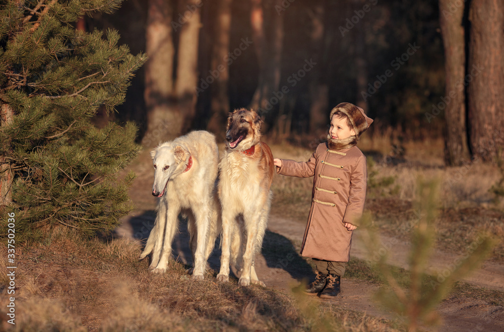 Fototapeta premium boy and dog