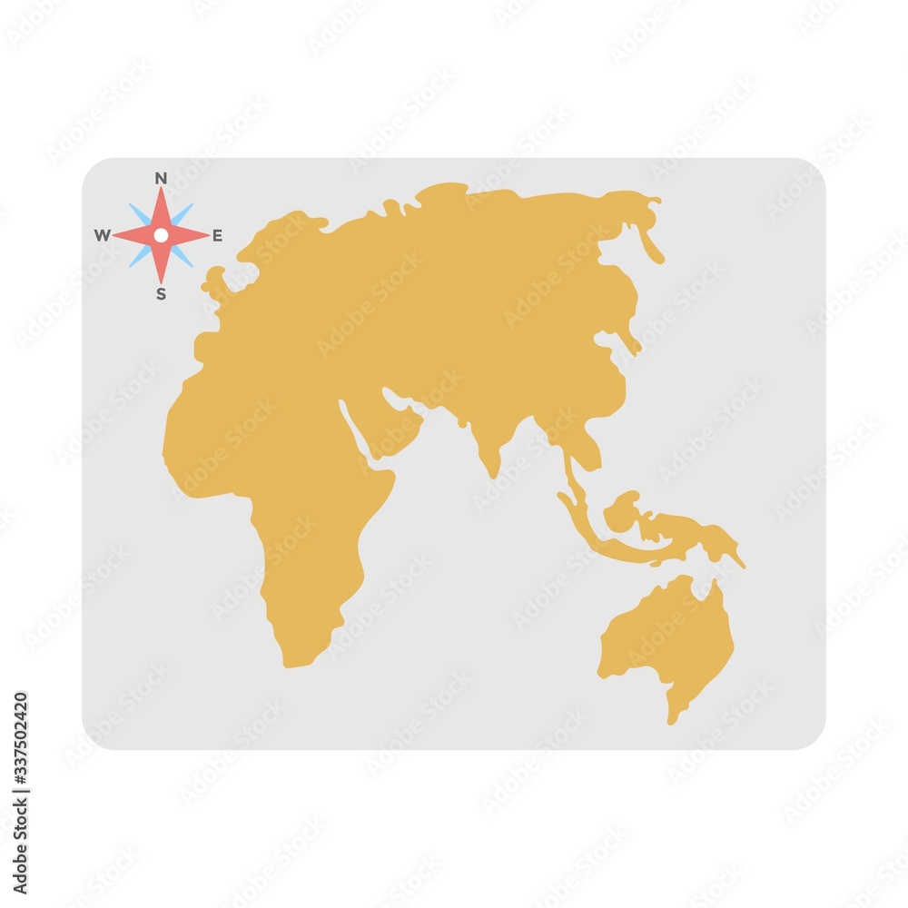 Fototapeta premium World continents map icon. Flat icon design.