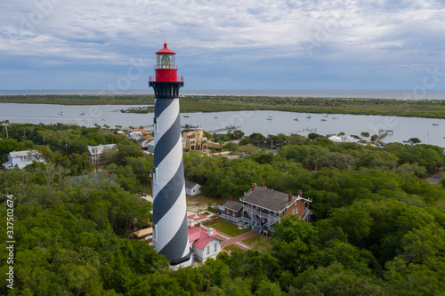 Aerial view of lighthouse in St. Augustine Florida. 