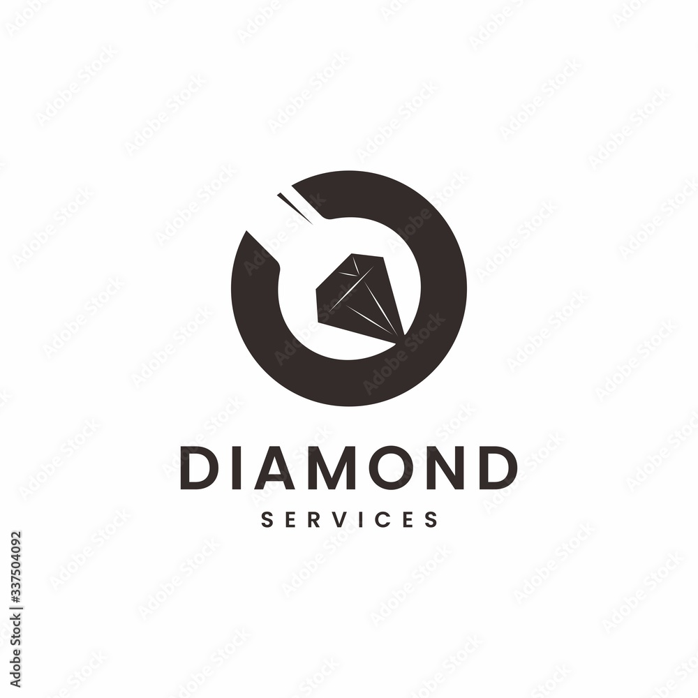 diamonds and wrench or spanner for diamond service logo designs. diamonds and wrench or spanner for diamond service logo designs.