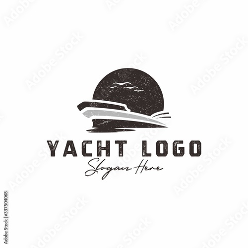 yacht, cruiser, pleasure boat logo design vector