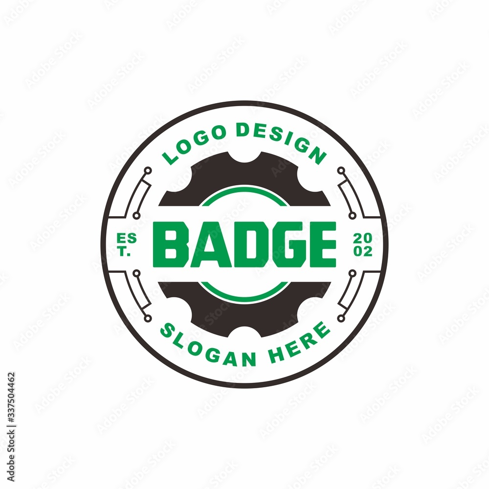 Technology logo design label sticker badge vector, with a little ...