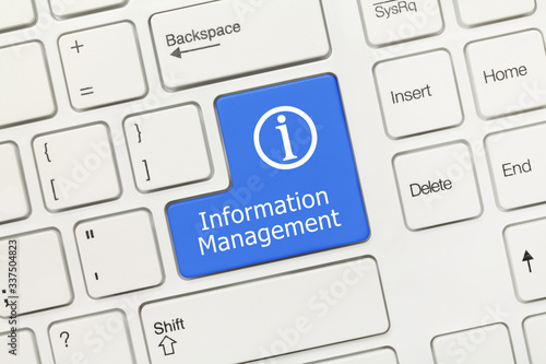 White conceptual keyboard - Information Management (blue key)