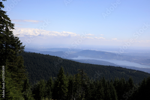Vancouver, America - August 18, 2019: Landscape at Grouse Mountain, Vancouver, America