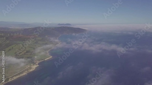 Beautiful aerial view of Tarifa and Gibraltar , the souther points of Europe. View over Strait of Gibraltar