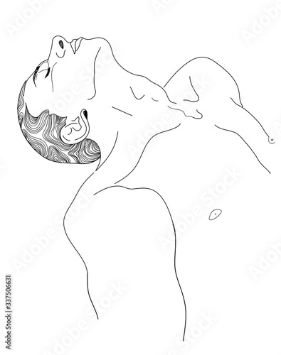 Continuous one line drawing of man portrait. Hairstyle. Fashionable men's style.