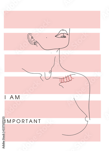 Woman body line art illustration. Minimalist people icon. Nude woman silhouettes for hygiene, health and body care. Minimalist print