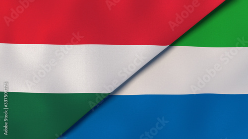 The flags of Hungary and Sierra Leone. News, reportage, business background. 3d illustration Free Download The flags of Hungary and Sierra Leone. News, reportage, business background. 3d illustration - GFXLoad