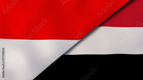 Free Download The flags of Indonesia and Yemen. News, reportage, business background. 3d illustration - GFXLoad