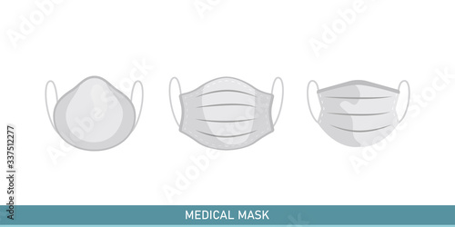 Breathing medical respiratory masks. Pandemic virus protect face masking. Vector surgery mask illustration.