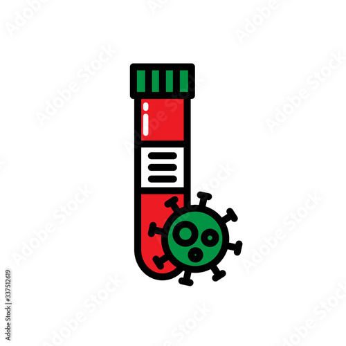 coronavirus detection infection laboratory line icon, vector illustration
