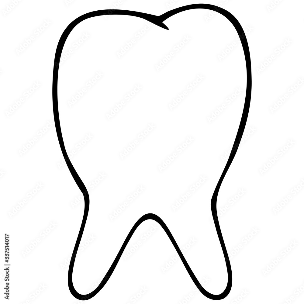Snow-white tooth. Sketch. Vector. Outline on an isolated background. Medical topics. Doodle style. Healthy tooth. Enamel coating. Coloring book. Bone formation located in the oral cavity. Snow-white tooth. Sketch. Vector. Outline on an isolated background. Medical topics. Doodle style. Healthy tooth. Enamel coating. Coloring book. Bone formation located in the oral cavity.