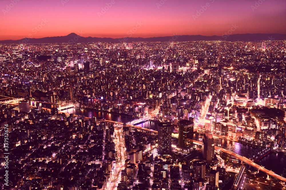 東京スカイツリーからの夕焼け