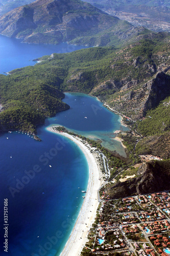 Fototapeta Naklejka Na Ścianę i Meble -  Aerial view of Oludeniz Lagoon in Fethiye, Turkey.