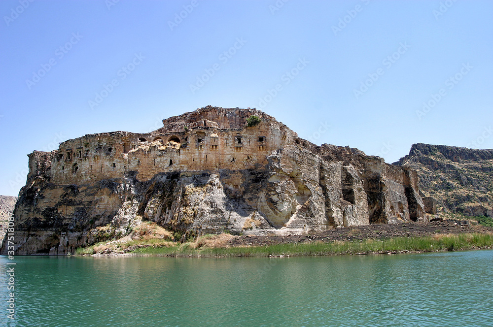 Abandoned Castle (Rum Kale) at Firat River (Euphrates River) in Halfeti, Gaziantep, Turkey.