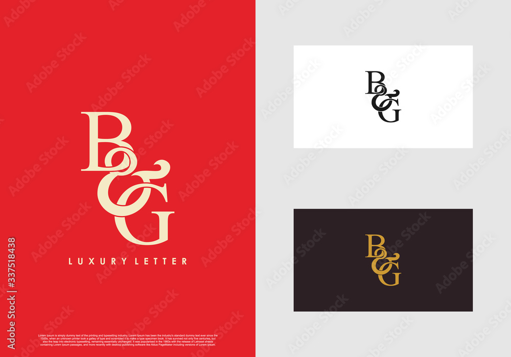 Initial letter B & G BG luxury art vector mark logo template.