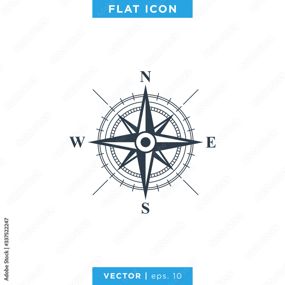 Wind rose compass icon vector logo design template Wind rose compass icon vector logo design template