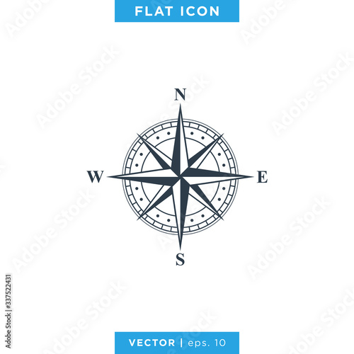 Wind rose compass icon vector logo design template