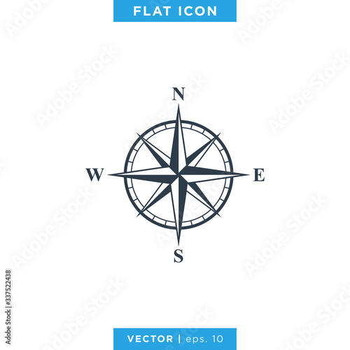 Wind rose compass icon vector logo design template
