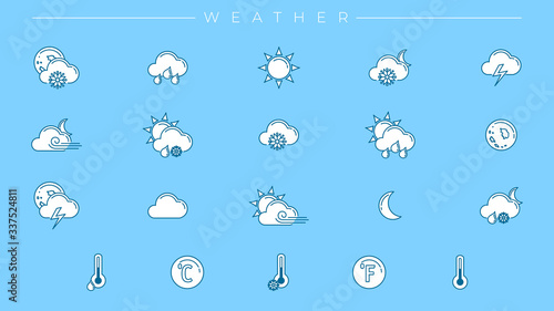 Weather concept line style vector icons set