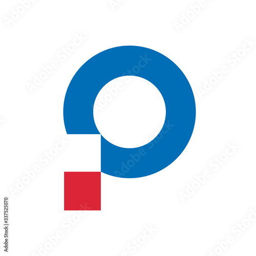 Abstract initial P logo template, digital letter P icon design