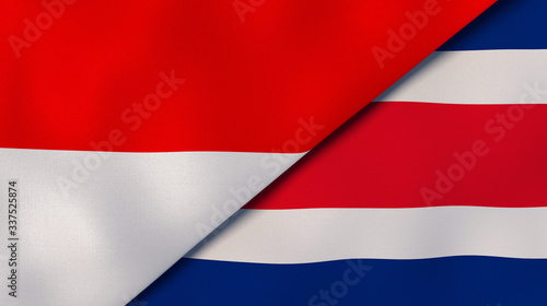 Free Download The flags of Indonesia and Costa Rica. News, reportage, business background. 3d illustration - GFXLoad