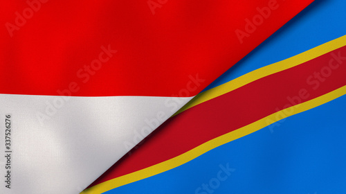 The flags of Indonesia and DR Congo. News, reportage, business background. 3d illustration photo