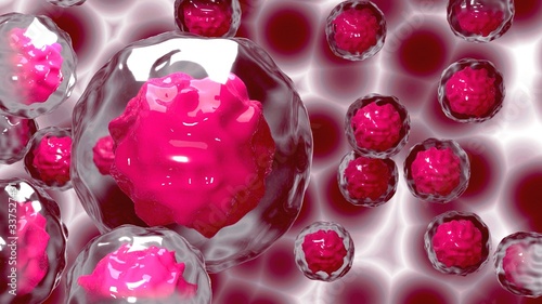 An Illustration 3D of pink virus during an epidemic