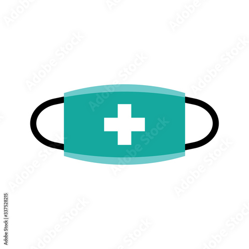 Breathing medical respiratory mask vector icon. Pandemic virus protection face masking.