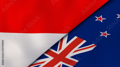 Wallpaper Mural The flags of Indonesia and New Zealand. News, reportage, business background. 3d illustration Torontodigital.ca