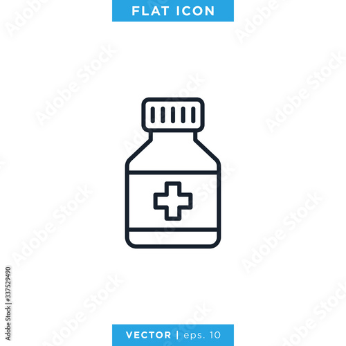 Medicine bottle icon vector design template. Prescription drug bottle with editable stroke