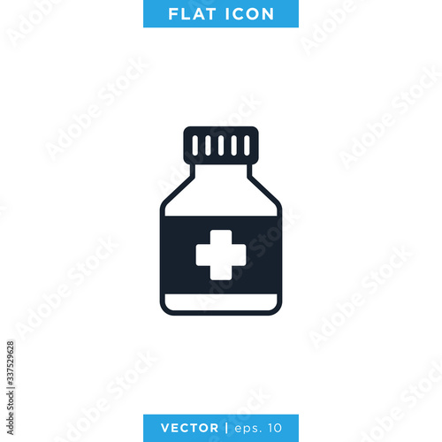 Medicine bottle icon vector design template. Prescription drug bottle sign