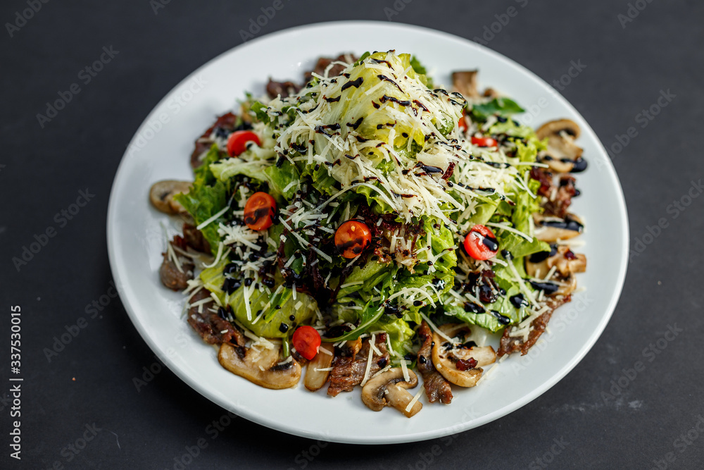 salad with mushrooms, tomatoes and meat salad with mushrooms, tomatoes and meat