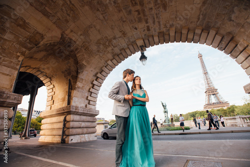 A romantic couple of lovers meet near the Eiffel tower.Paris, France © Aleksei Zakharov