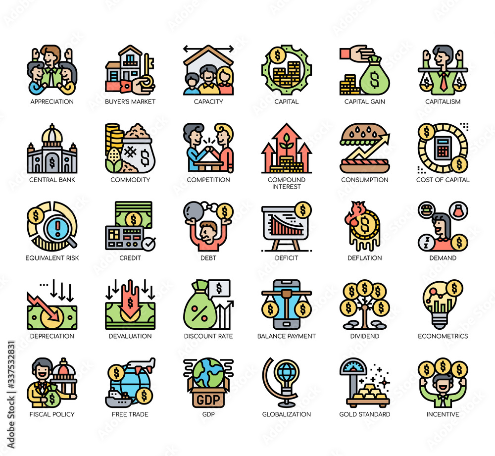 Set of economy thin line and pixel perfect icons for any web and app project. Set of economy thin line and pixel perfect icons for any web and app project.